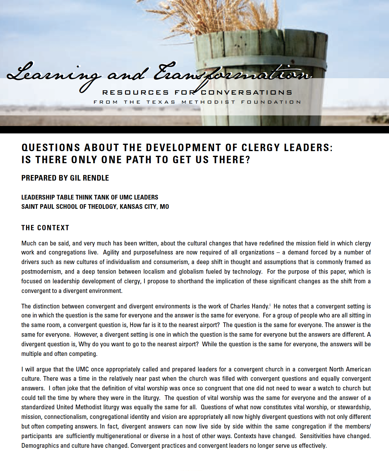 Questions about the Development of Clergy Leaders